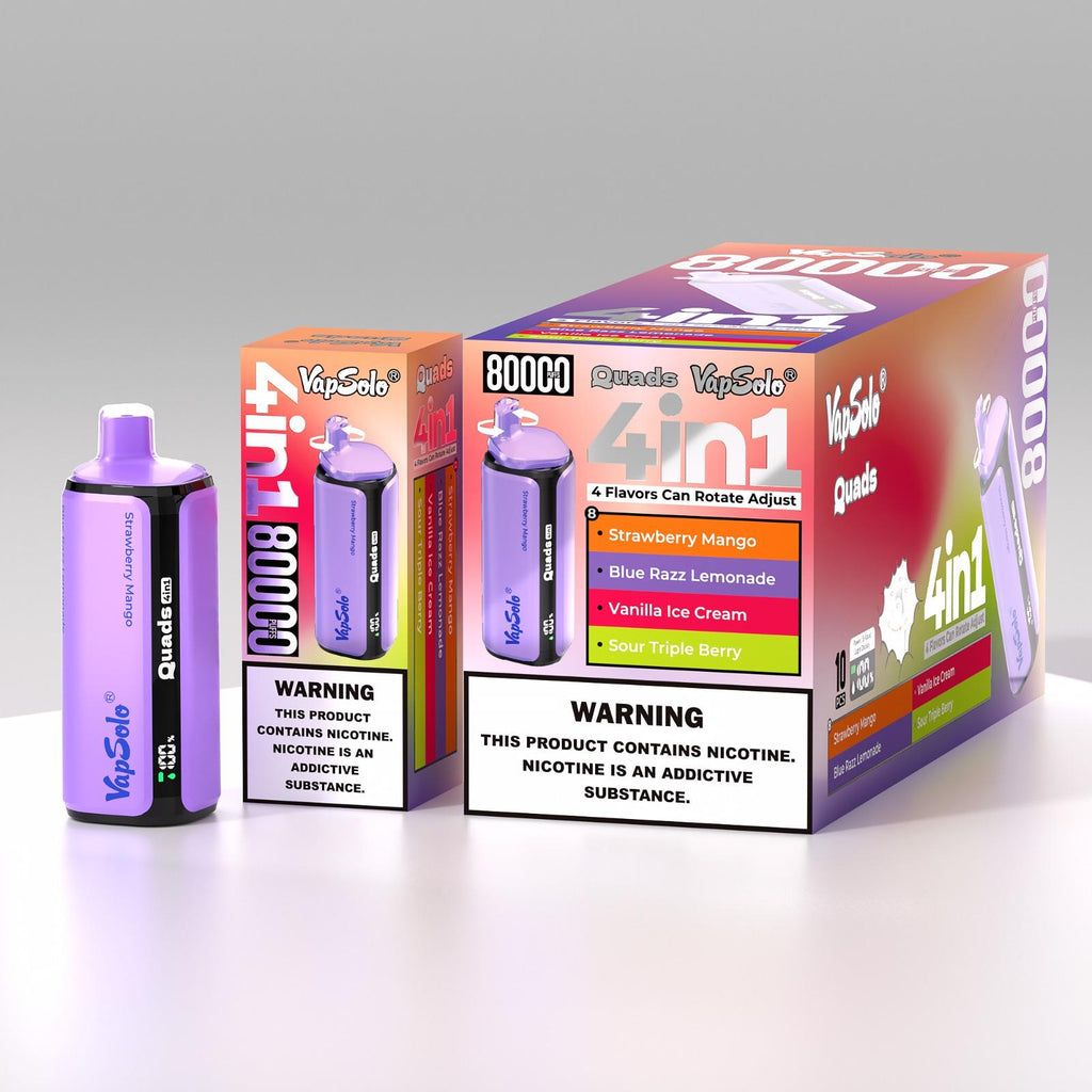 VapSolo Quads 4 in 1 - 80k puffs Caixa com 10 unidades.